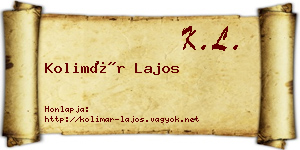 Kolimár Lajos névjegykártya